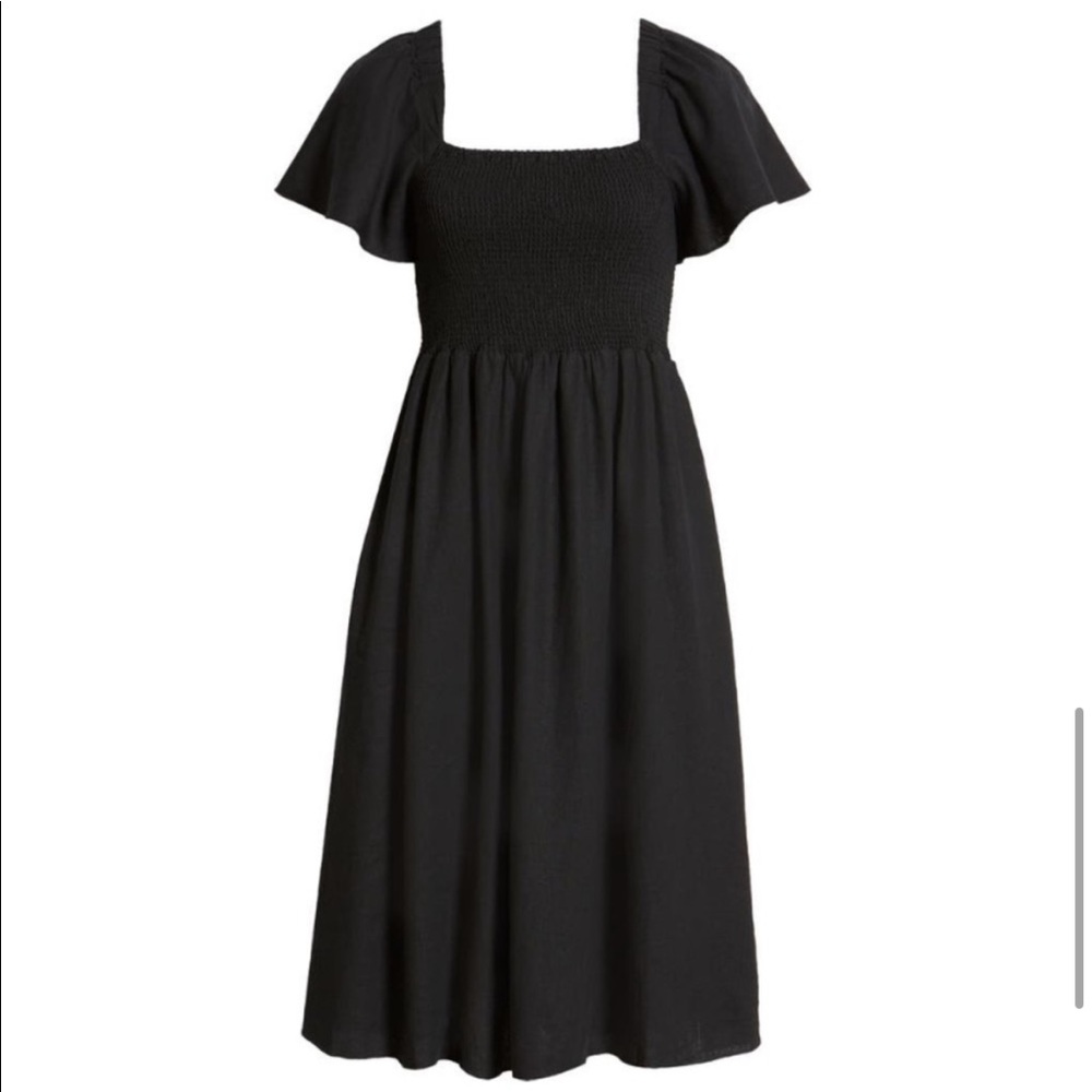 Madewell Dresses Madewell Linen-Blend Lucie Smocked Midi Dress